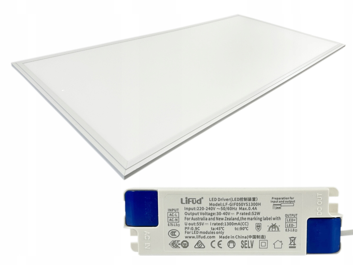 Plafon prostokątny LEDInside 119,5 x 59,5 cm biały