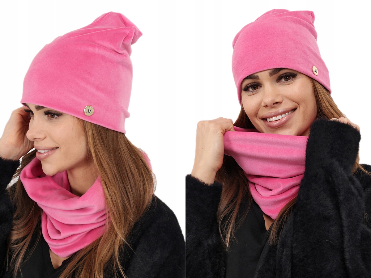 

Komplet Czapka Komin Welur Prezent Barbie Róż 2205