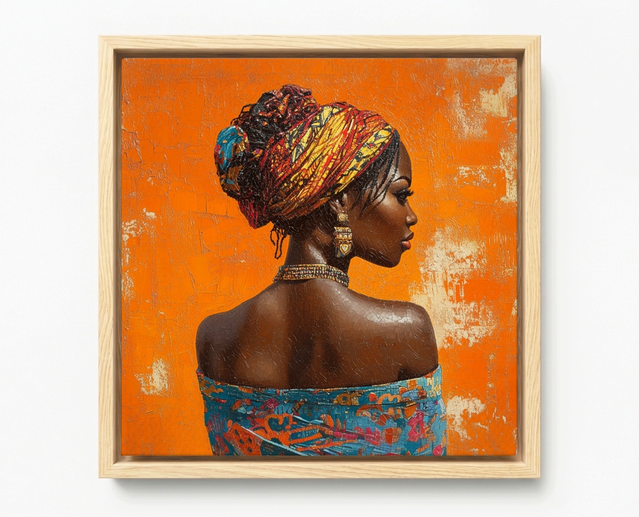 Obraz Rám Americká Krabička Portrét Žena Postava Dívka Afričanka 60x60