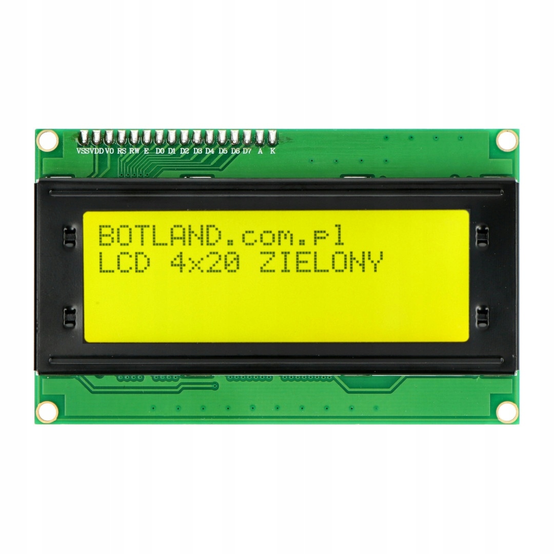 

Wyświetlacz LCD 4x20 znaków zielony ze złączami