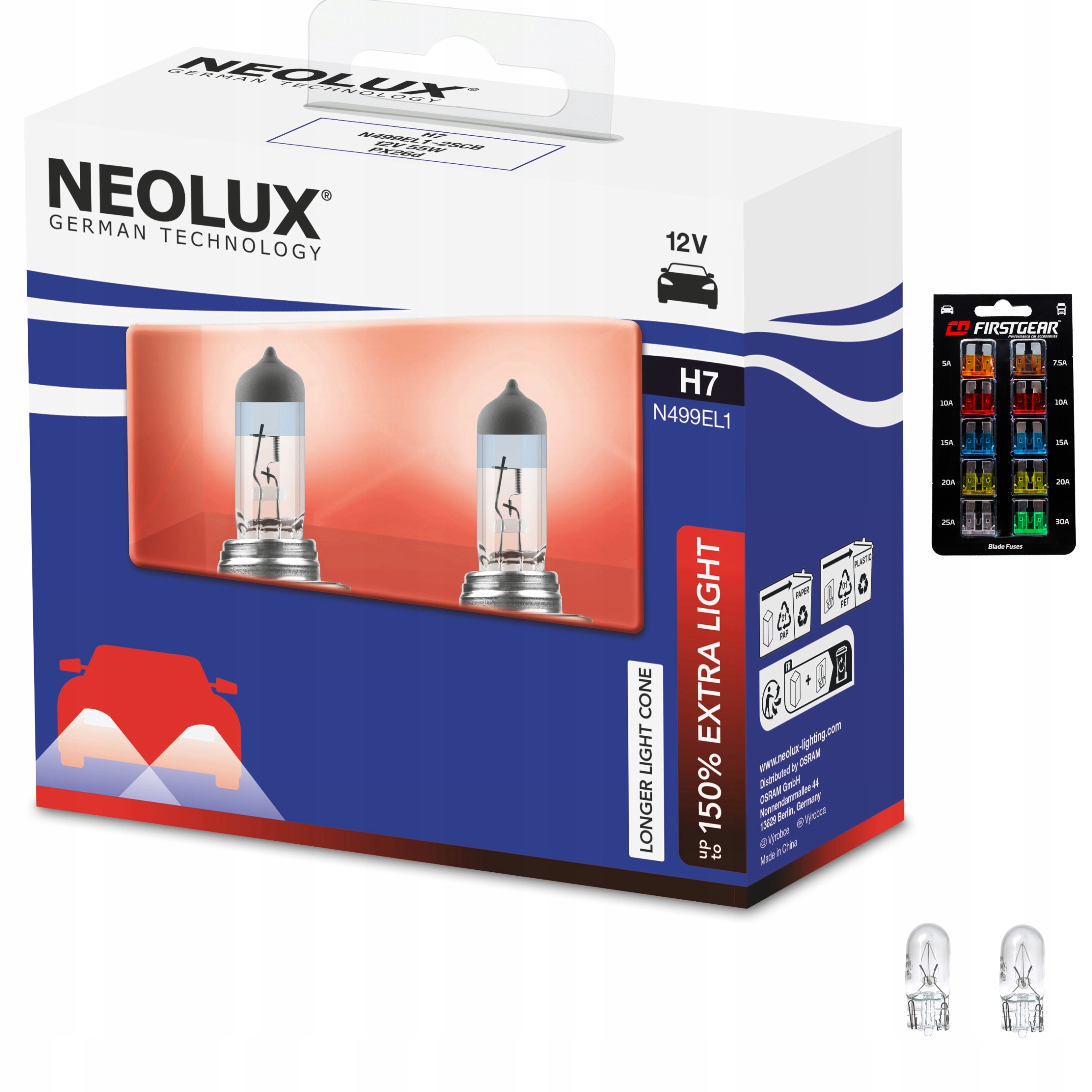 

2x Żarówki H7 Neolux Osram +150% Extra Light W5W