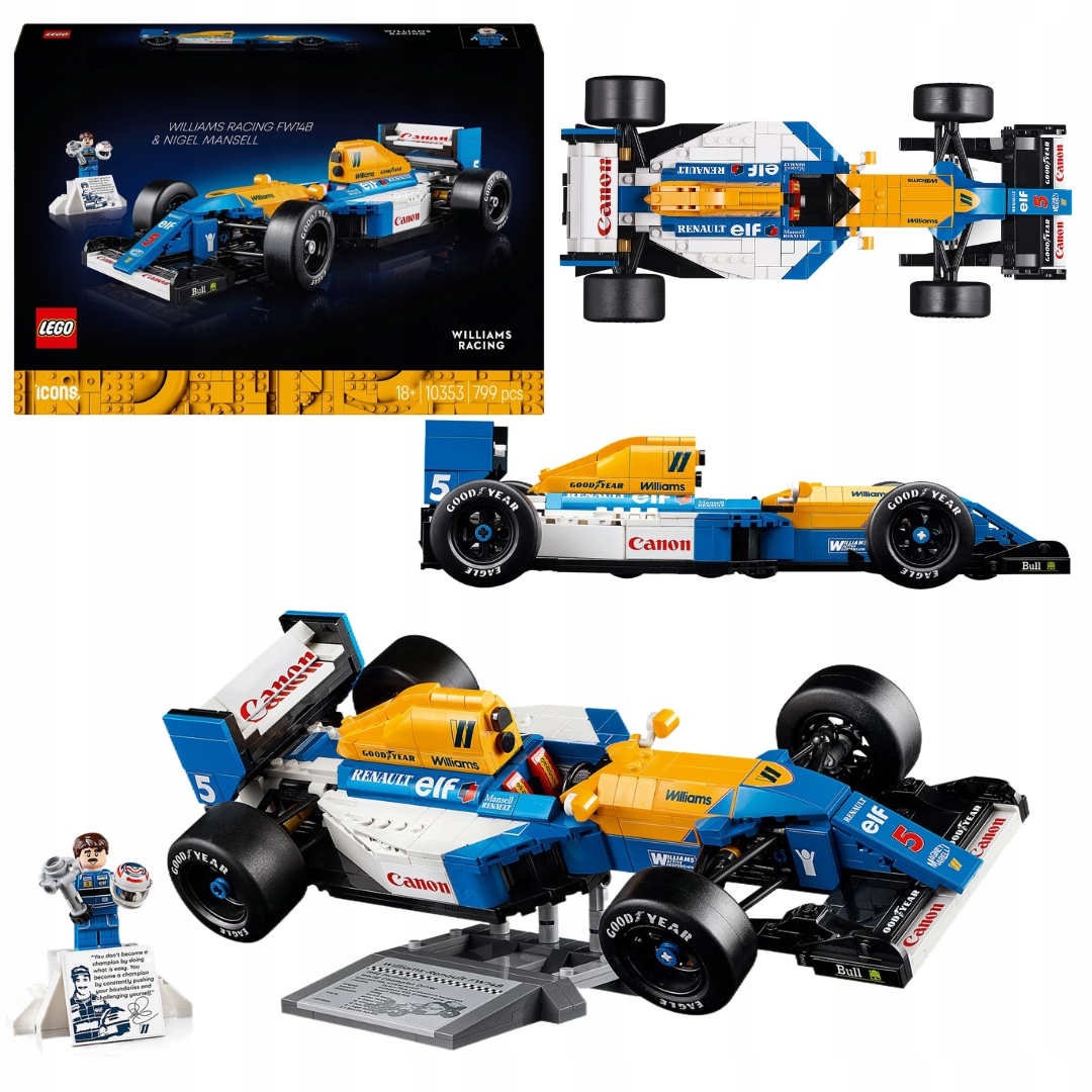 Lego Icons 10353 Williams Racing FW14B a Nigel Mansell Formule 1 Závodní auto