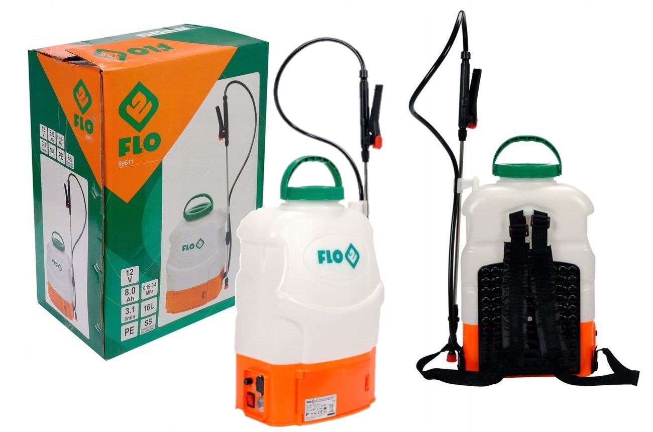 Akumulátorový Batohový Postřikovač 12V 8Ah 16L Flo 89611