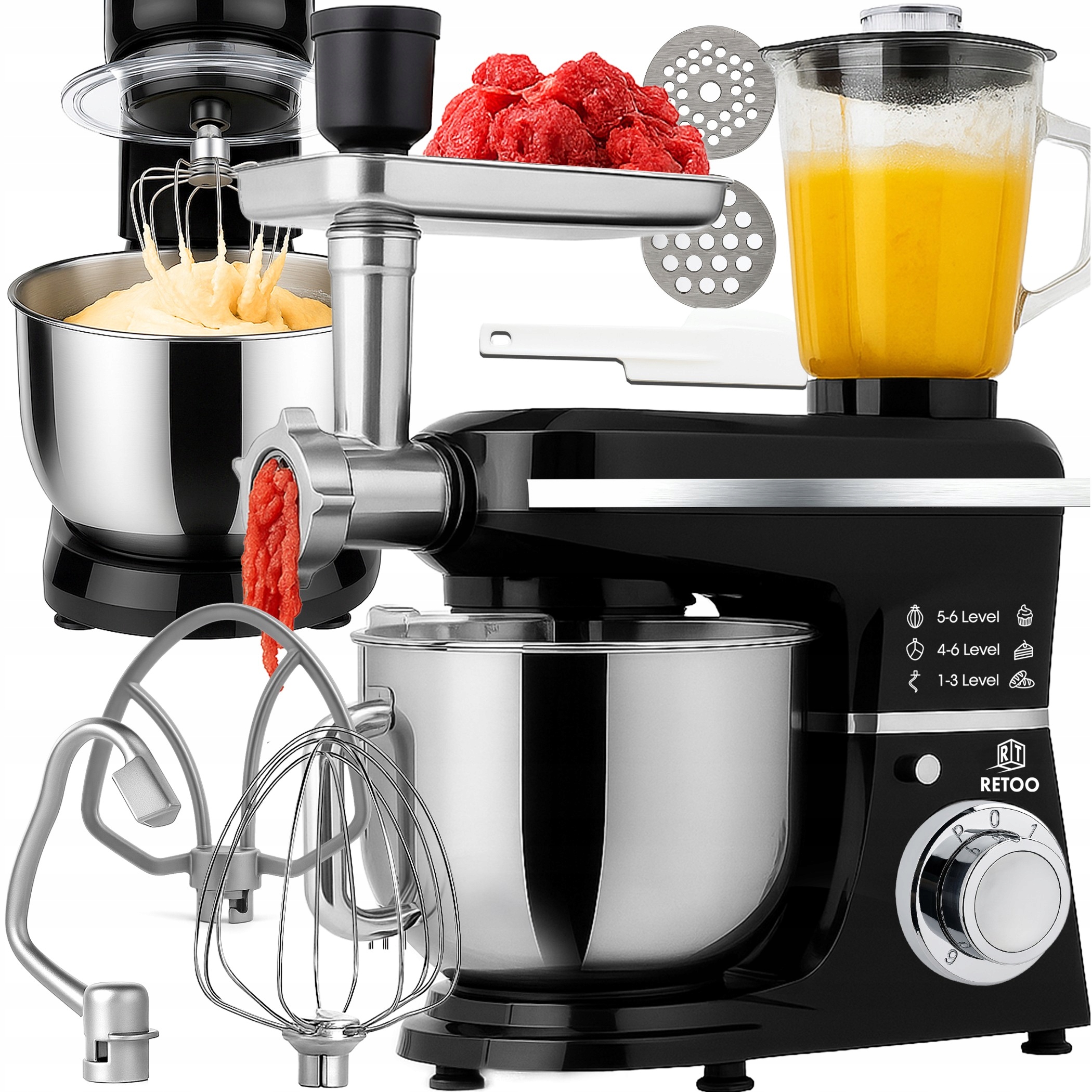 Robot Kuchenny Planetarny Z Misą Blender Maszynka Do Mięsa Mikser 5w1 3200W