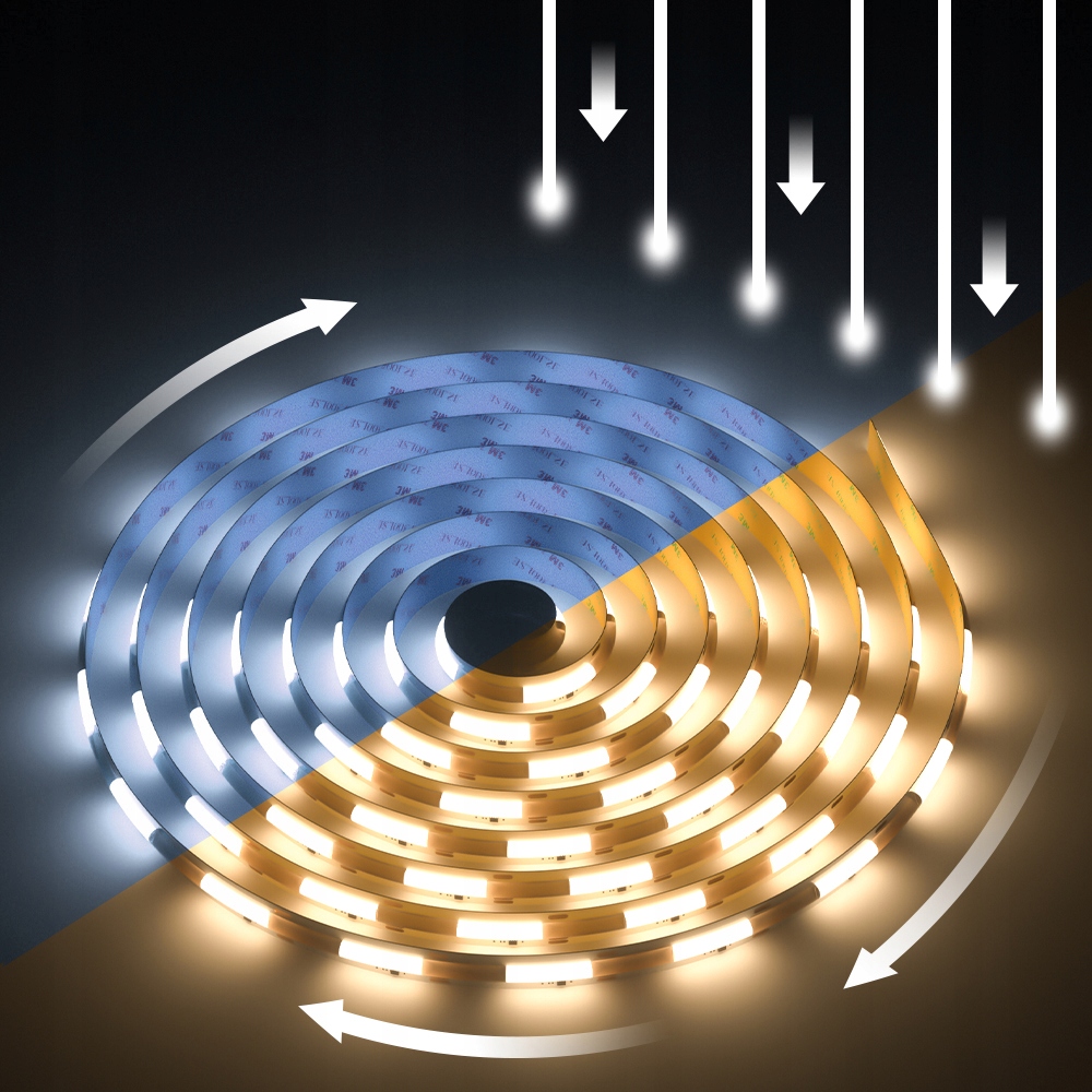 Digitální Led pásek Cob Cct bílý teplý studený Wled WS2811 576 LED/m 24V 5 m