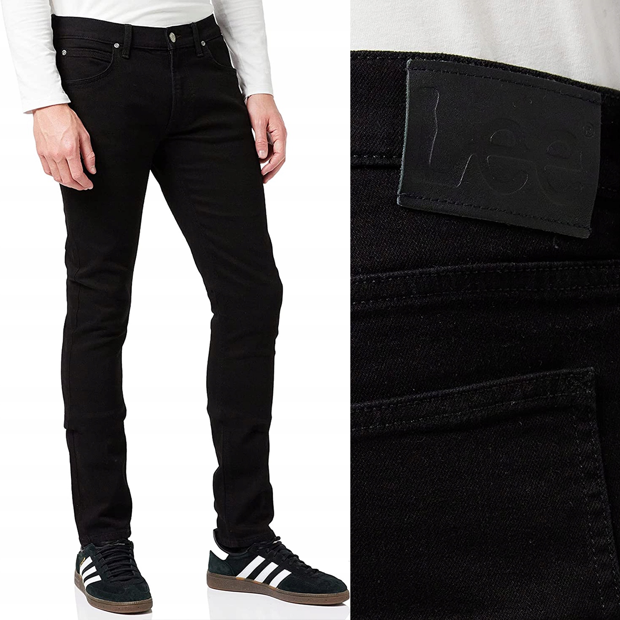 Lee Luke slim Clean Black silně zúžené černé džínové kalhoty W28 L30