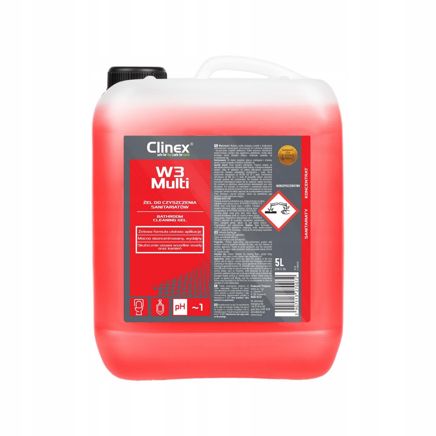 

Żel do Czyszczenia Sanitariatów Clinex W3 Multi 5L