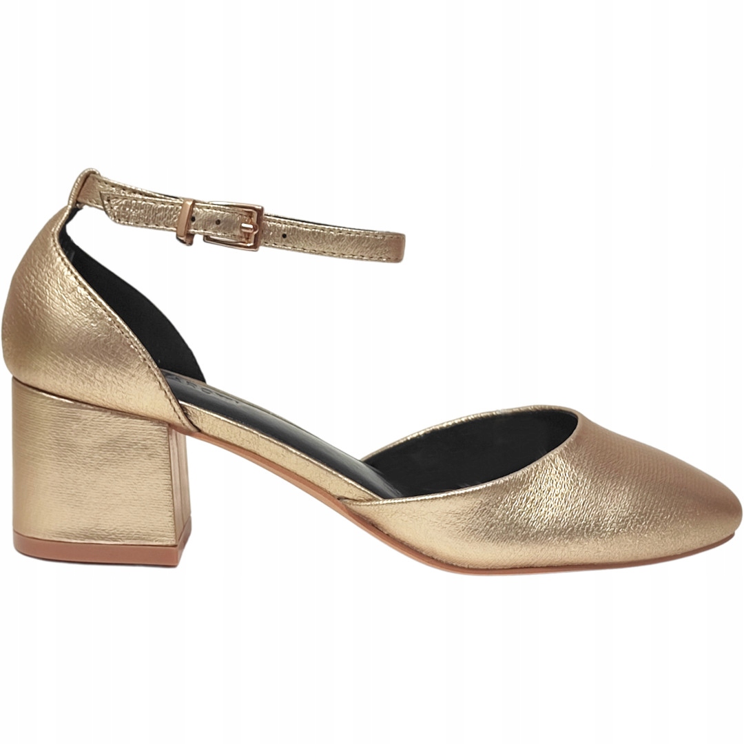 Złote Czółenka Damskie Zapinane Na Kostce rozm. 39