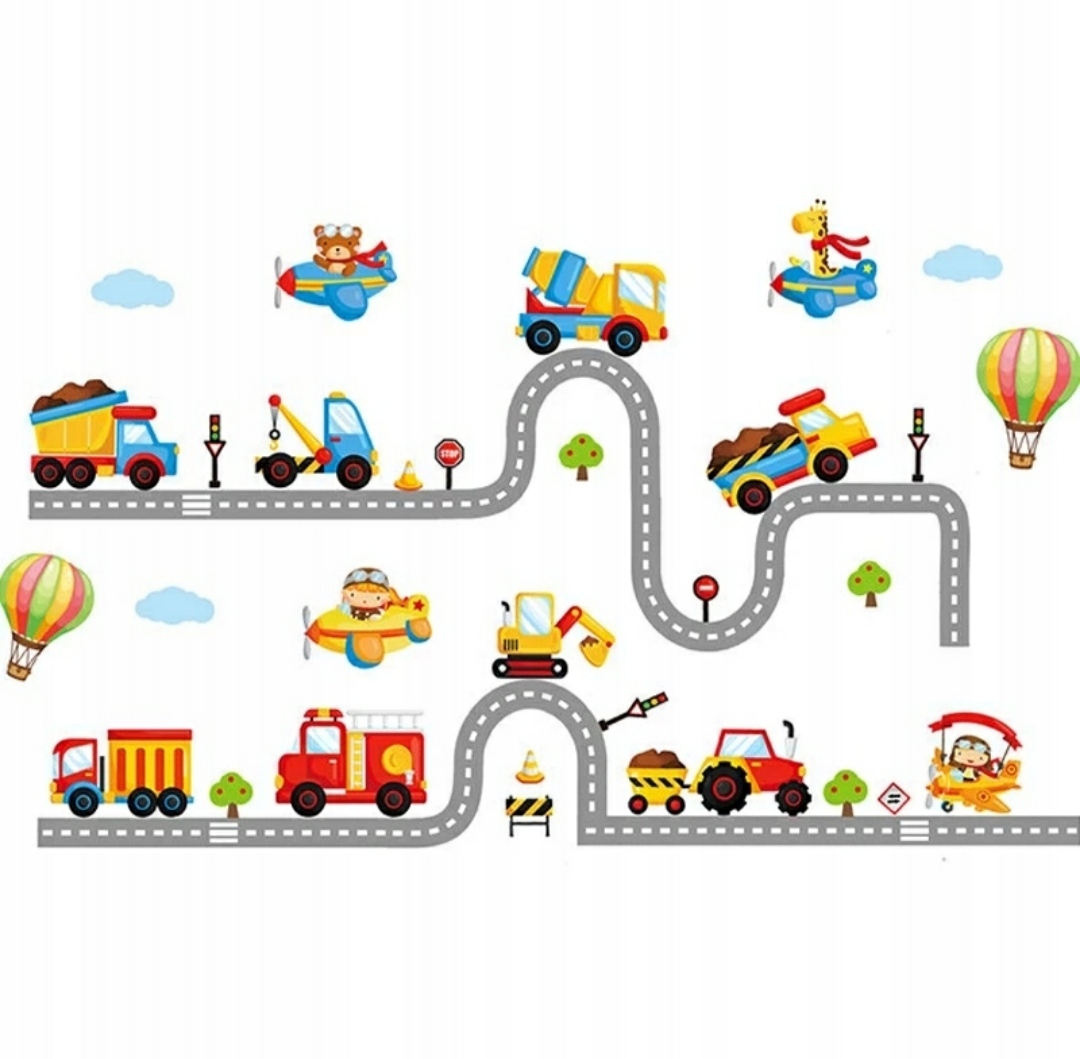 

Pojazdy Droga Zwierzęta Naklejka na ścianę, meble