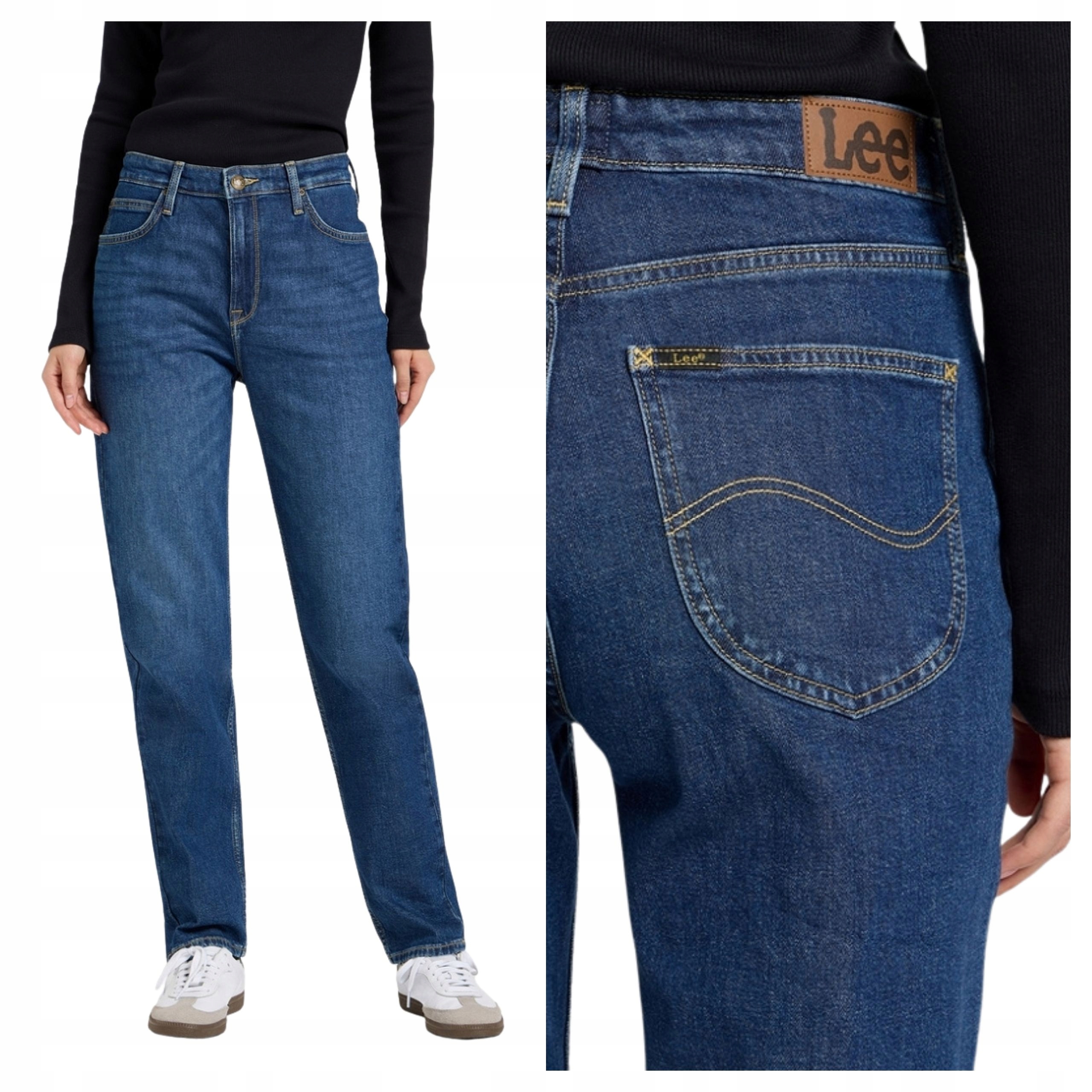 Dámské kalhoty Lee Carol Jeans Straight Vysoký pas Denim Stacks W27 L31