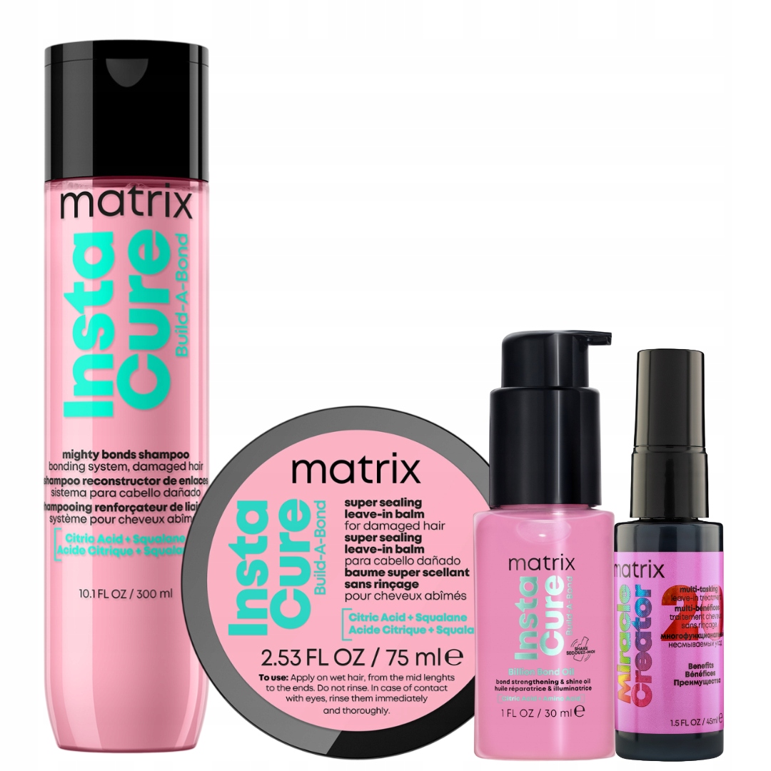 Zestaw Matrix Instacure Odbudowujący szampon do włosów, balsam, olejek