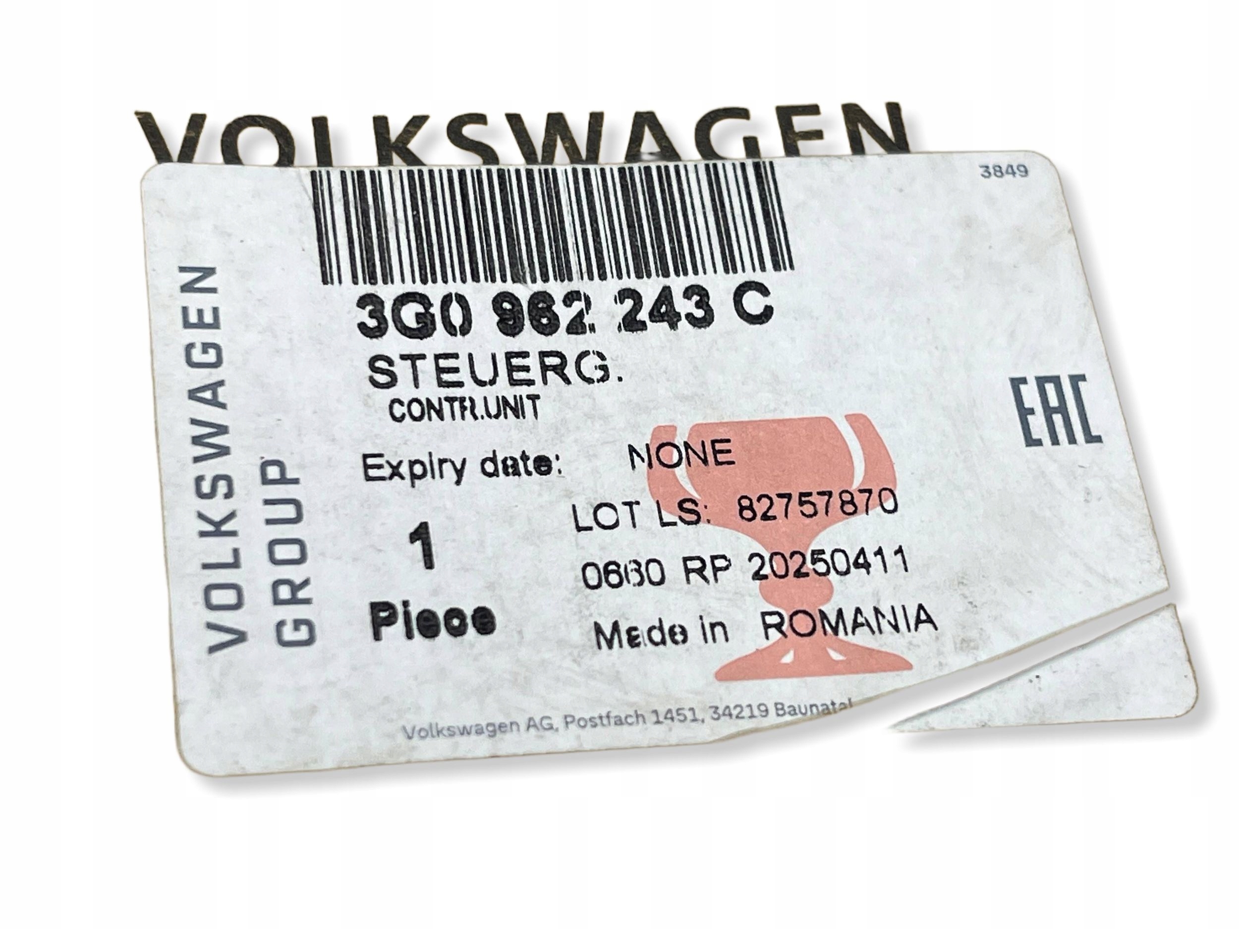 Module pour l’ouverture du capot VW AUDI PORSCHE 3G0962243C !J