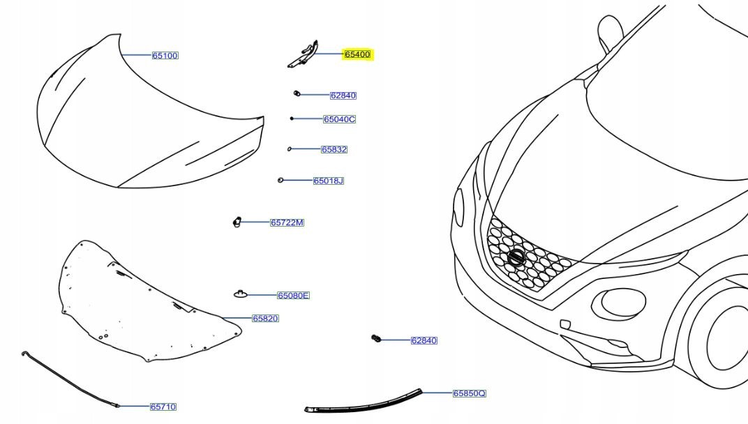 ZAWIAS MASKI PRAWY NISSAN JUKE II F16 19