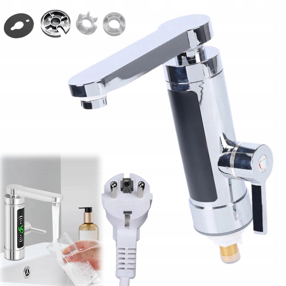Průtokový Ohřívač Vody Elektrický Kohout LCD Kuchyňská Baterie Sada