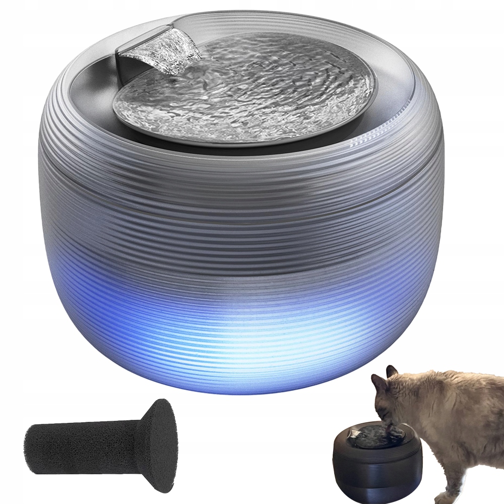 Fontána Automatické Krmítko Pro Kočky Psa Tichá S Led A Tichou Pumpou 2.5 L