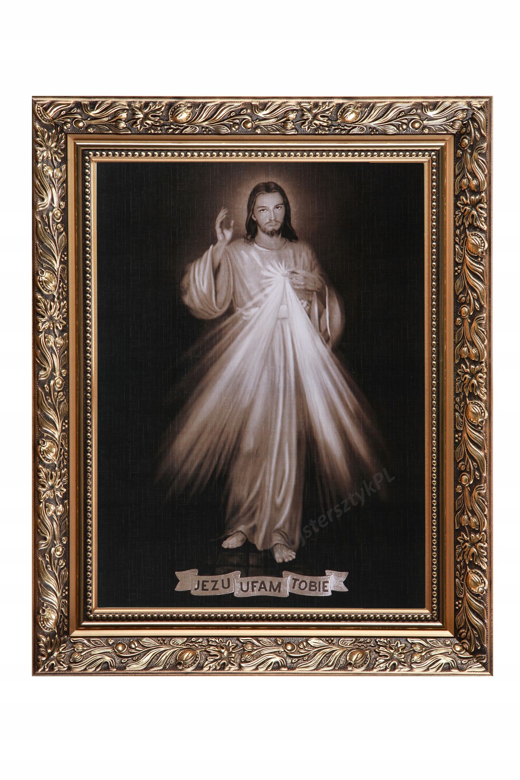 Obraz Ježíše, důvěřuji Ti, Boží milosrdenství, Zlatý rám