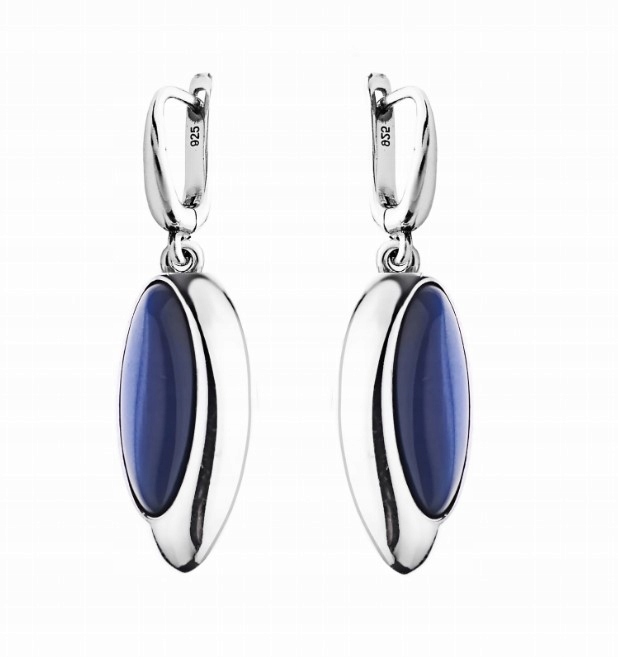 Stříbrné náušnice v Kobaltové barvě SG-136-KA-S