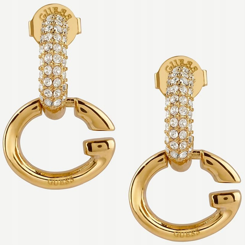 Elegantní A Módní Dámské Náušnice Guess Oh My G Zlaté S Krystaly 24 mm