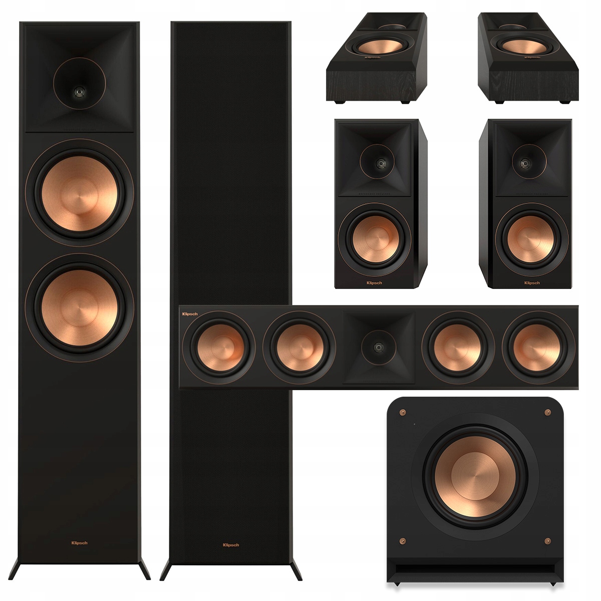 Klipsch RP-8000F II + RP-500M + RP-504C + 500SA + RP-1000SW ZESTAW KINA 7.1