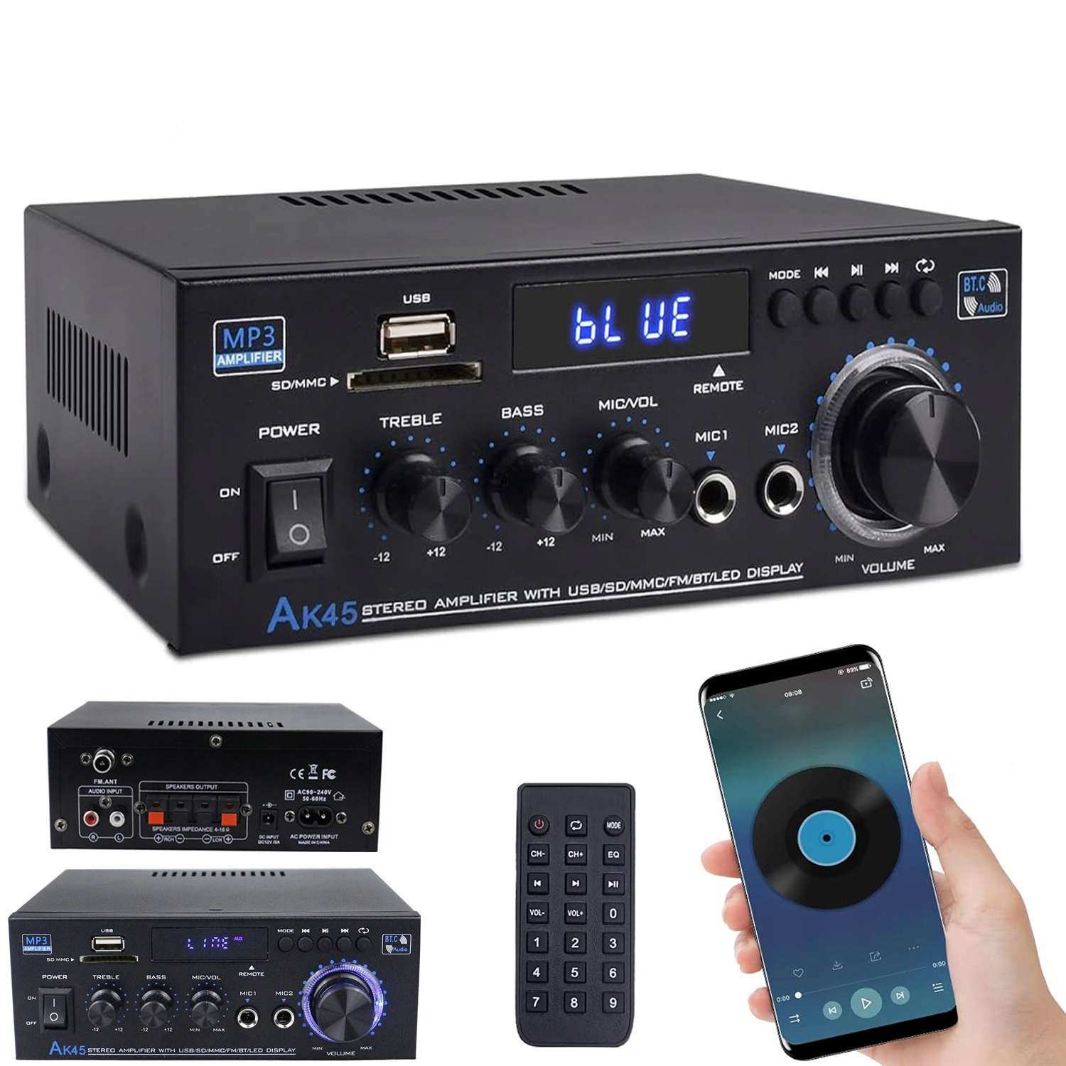 Stereo zesilovač Přijímač Vhodné Bluetooth 5.0 pro domácí kino
