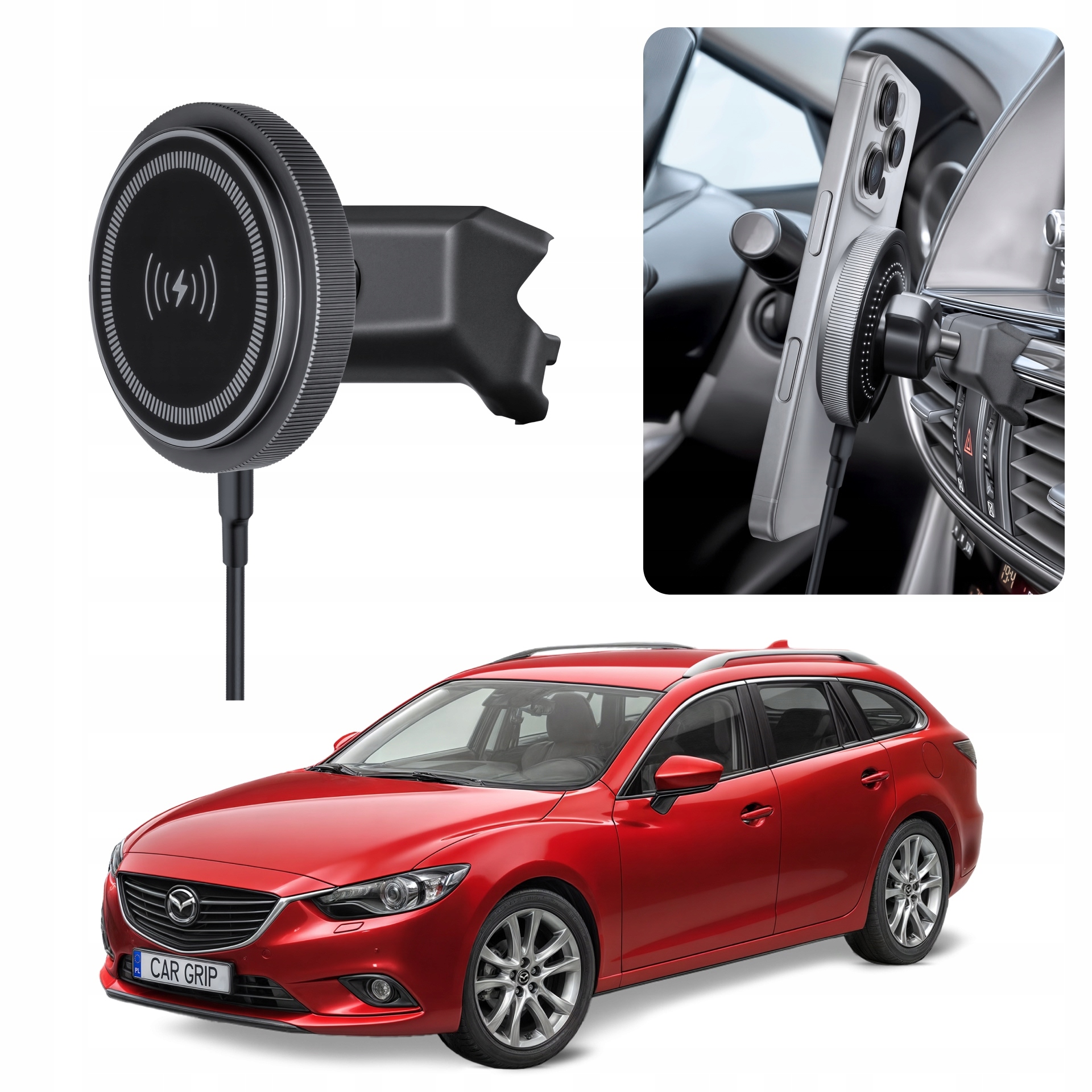 Uchwyt magnetyczny MagSafe z ładowaniem do Mazda 6 III Gj/gl (2012-)