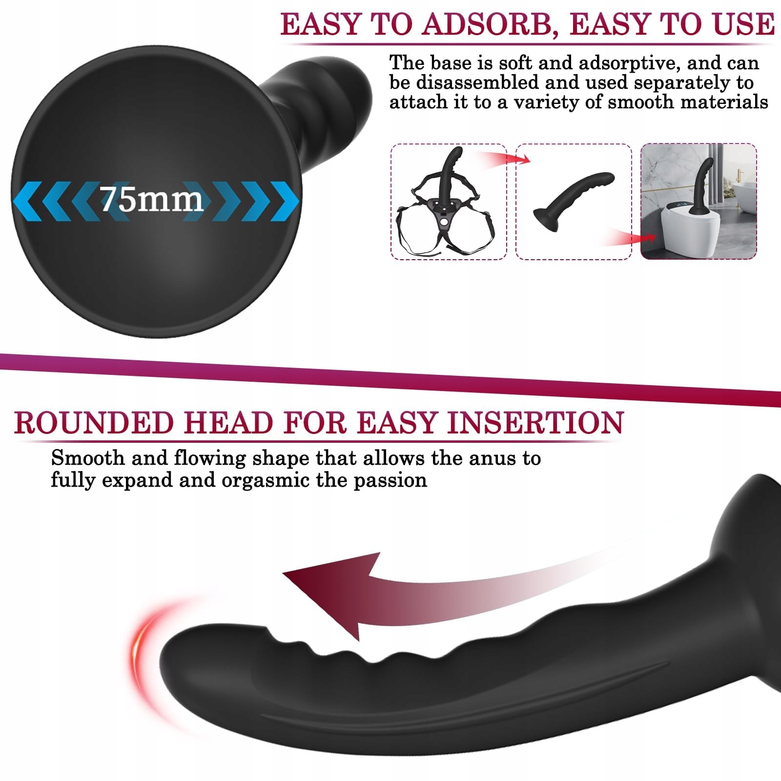 ANALPLUG Dildo Analny Czarny Z Przyssawką Dla Mężczyzn i Kobiet L — miniatura 4