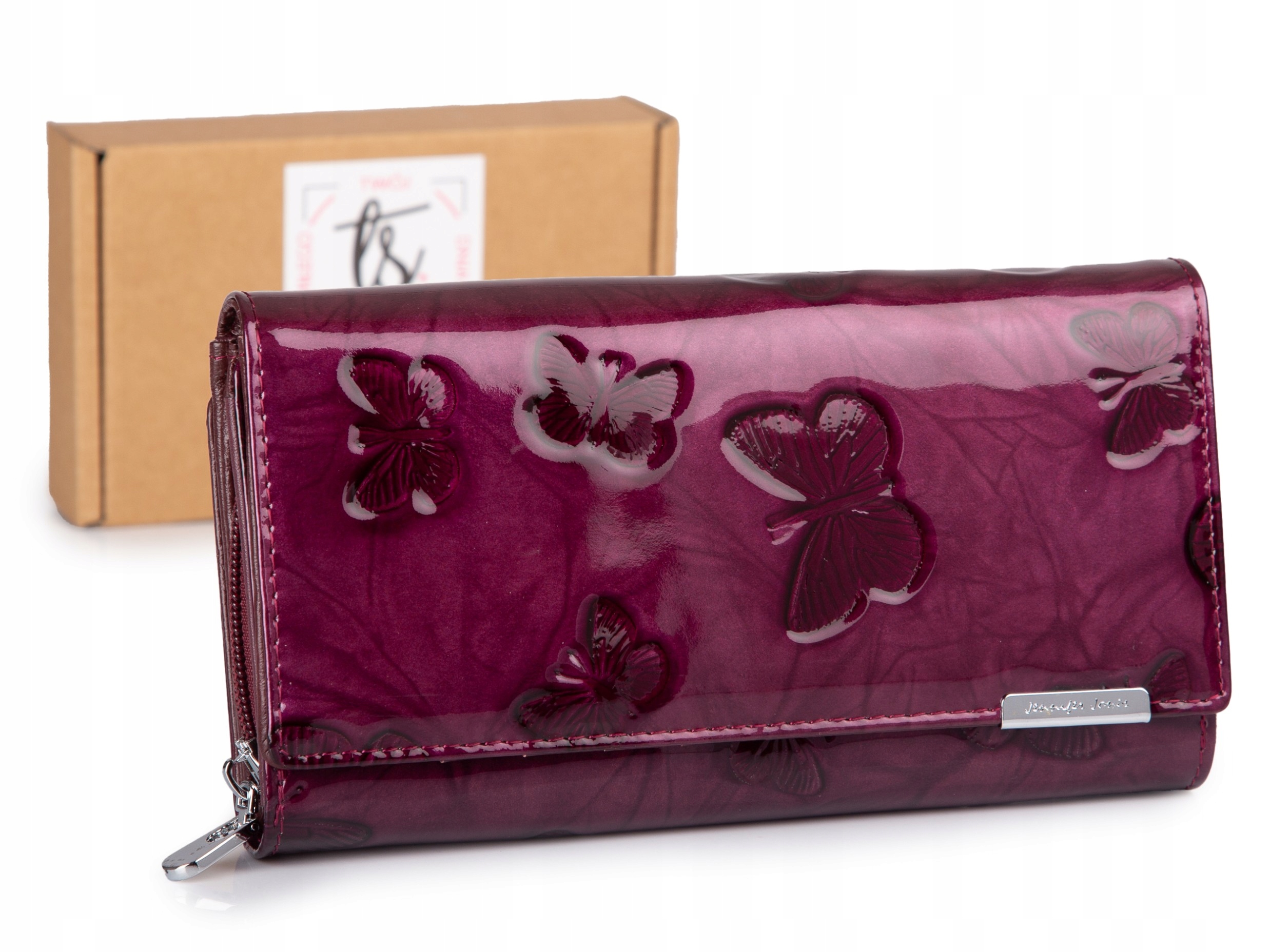 Velká lakovaná dámská peněženka s motýlky a fialovým Rfid Jennifer Jones