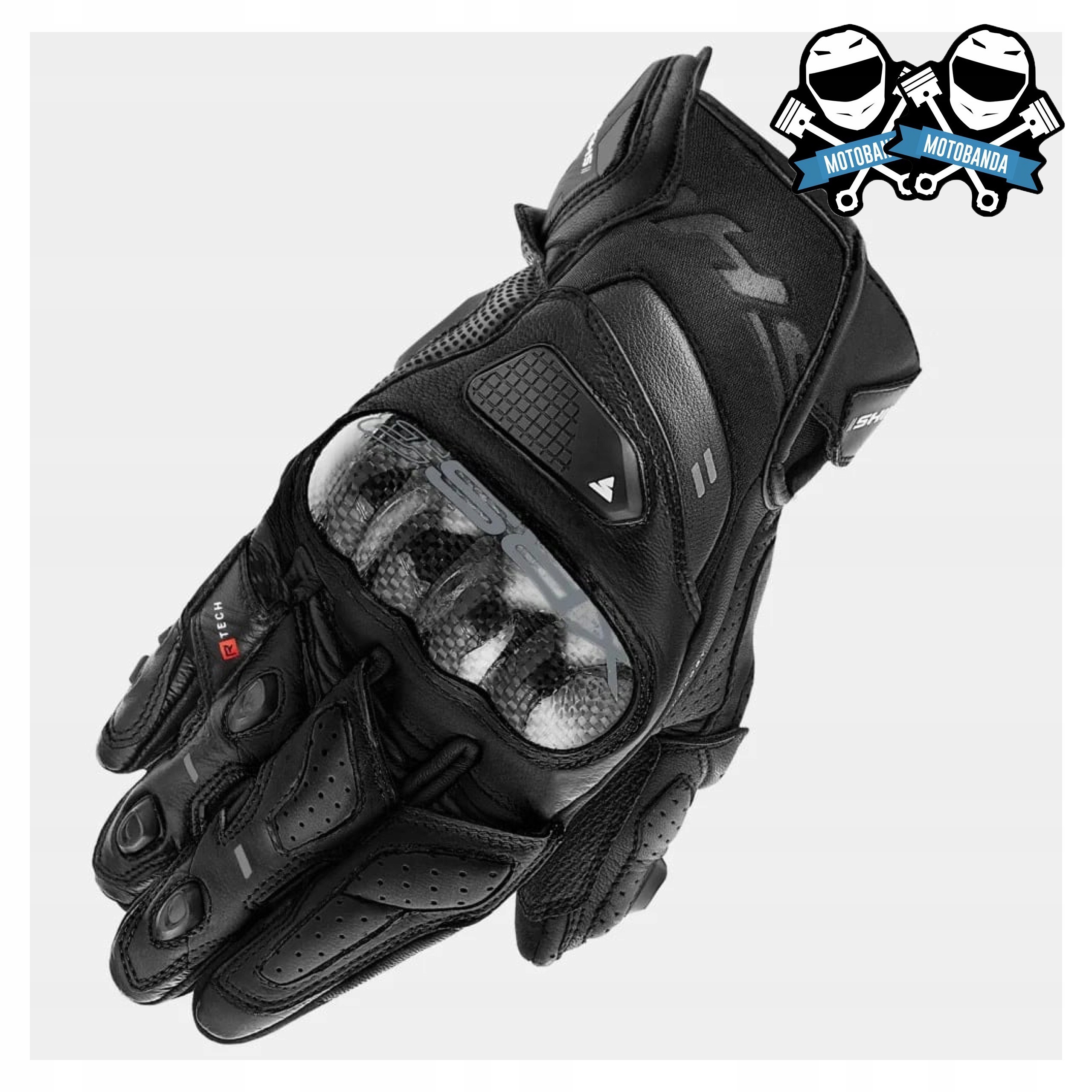 Rękawice Motocyklowe Shima XRS-3 Black Krótkie Skórzane