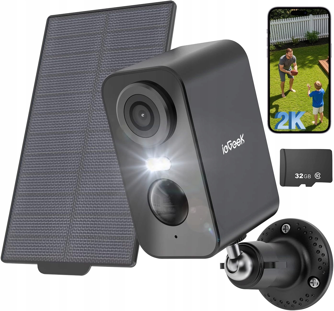 Solární Kamera Ip Smart Wifi Venkovní Bezdrátová 2K 3MPx Full Hd 32GB