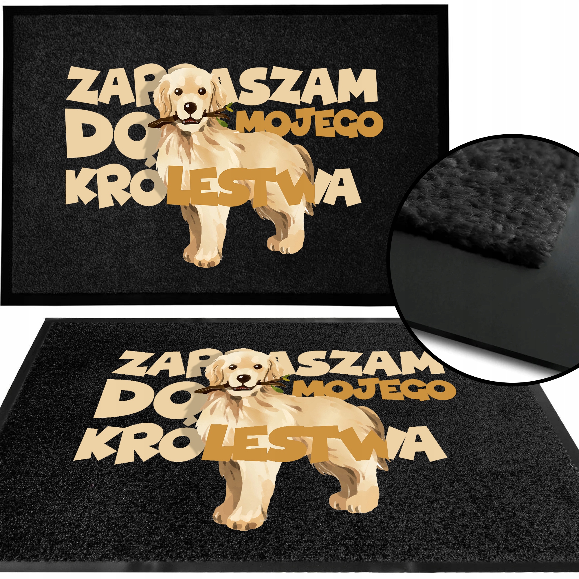 Wycieraczka Wejściowa 40X60 Czarna Pod Drzwi Napis Witaj W Królestwie Wzor