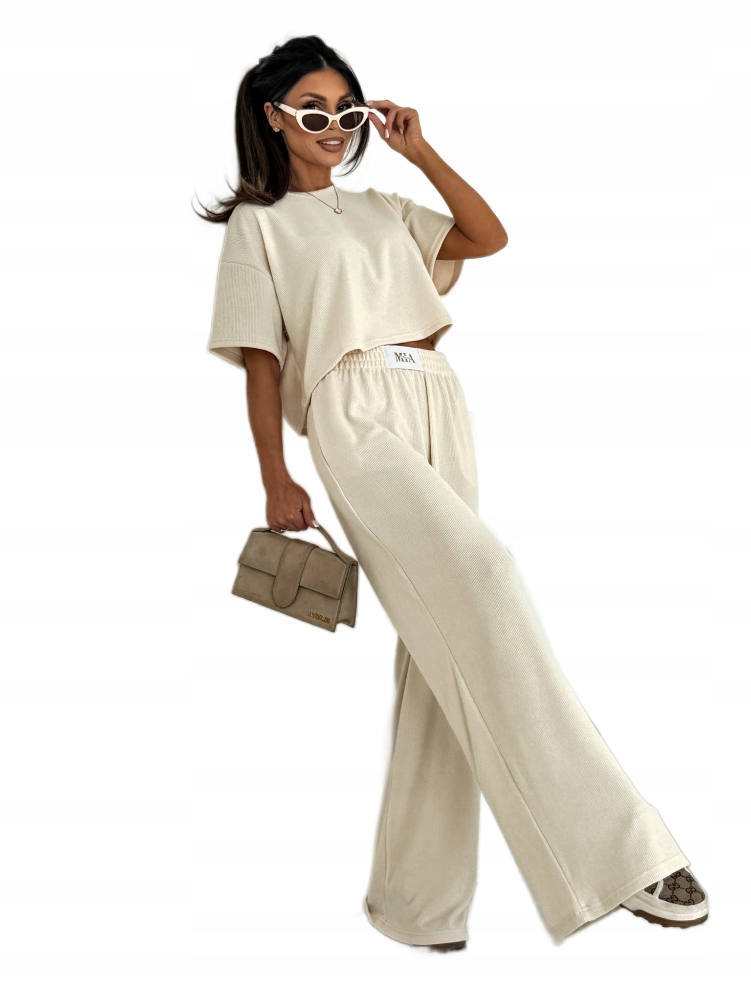 Komplet By Mia Jasmina bluzka i spodnie cream