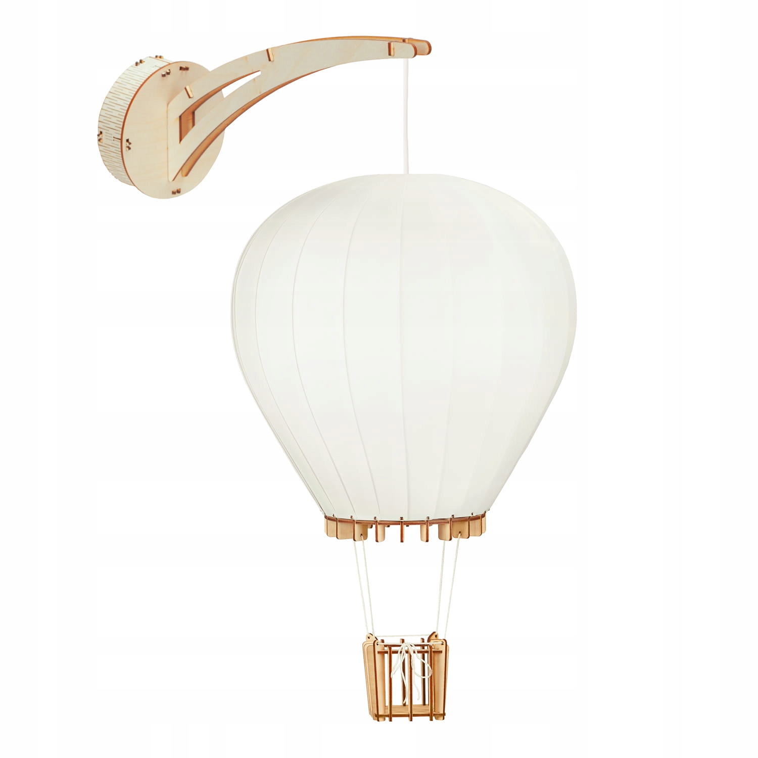 Dekoratívna drevená nástenná lampa Deku Balón s bielym rámom