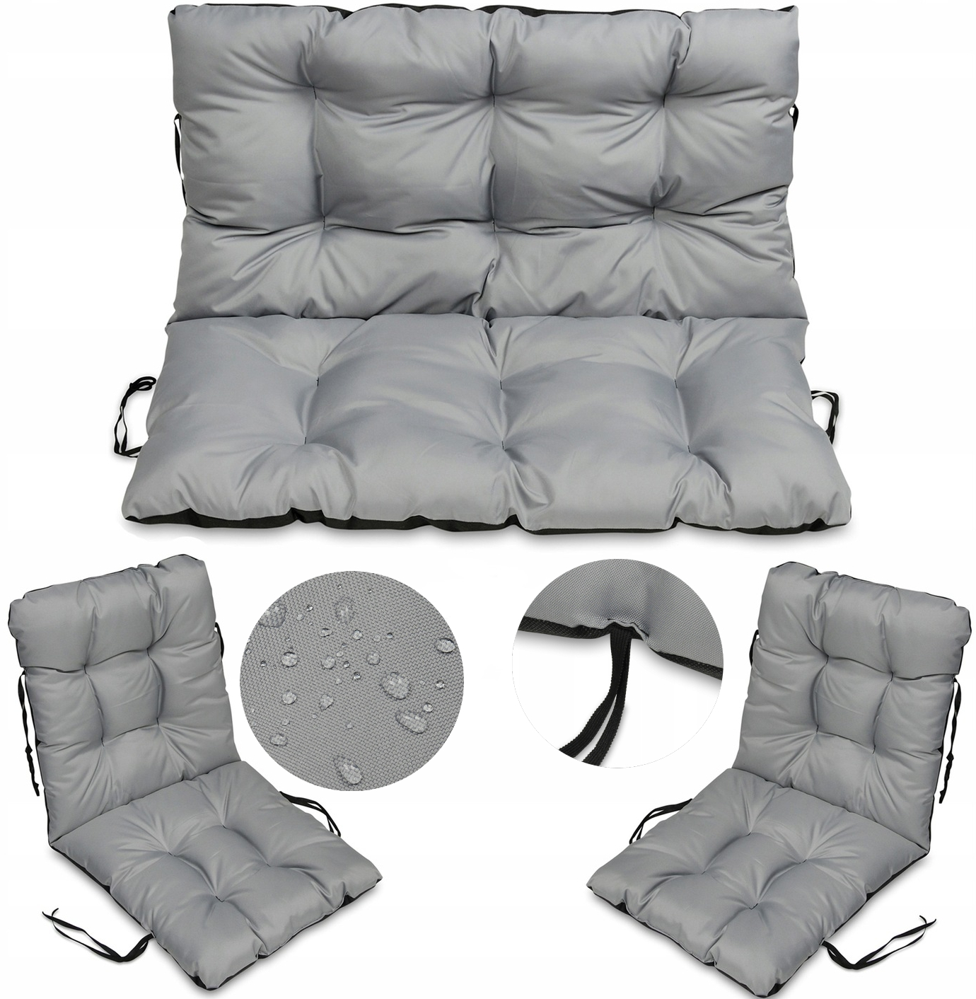 Sada polštáře na nábytek 120 x 110 cm šedá zahradní