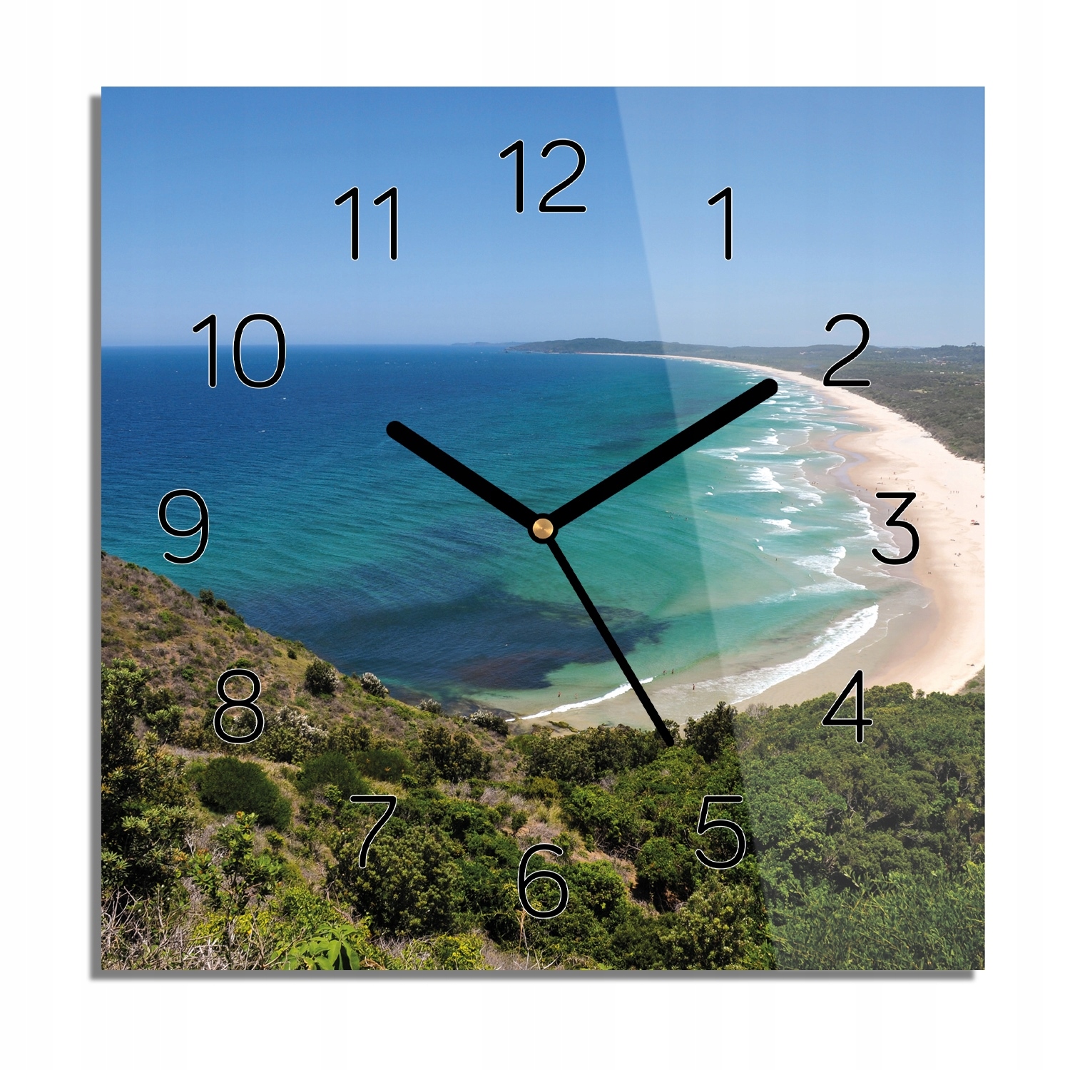 Zátoka pláž scrub foto-hodiny čtvercové 30x30