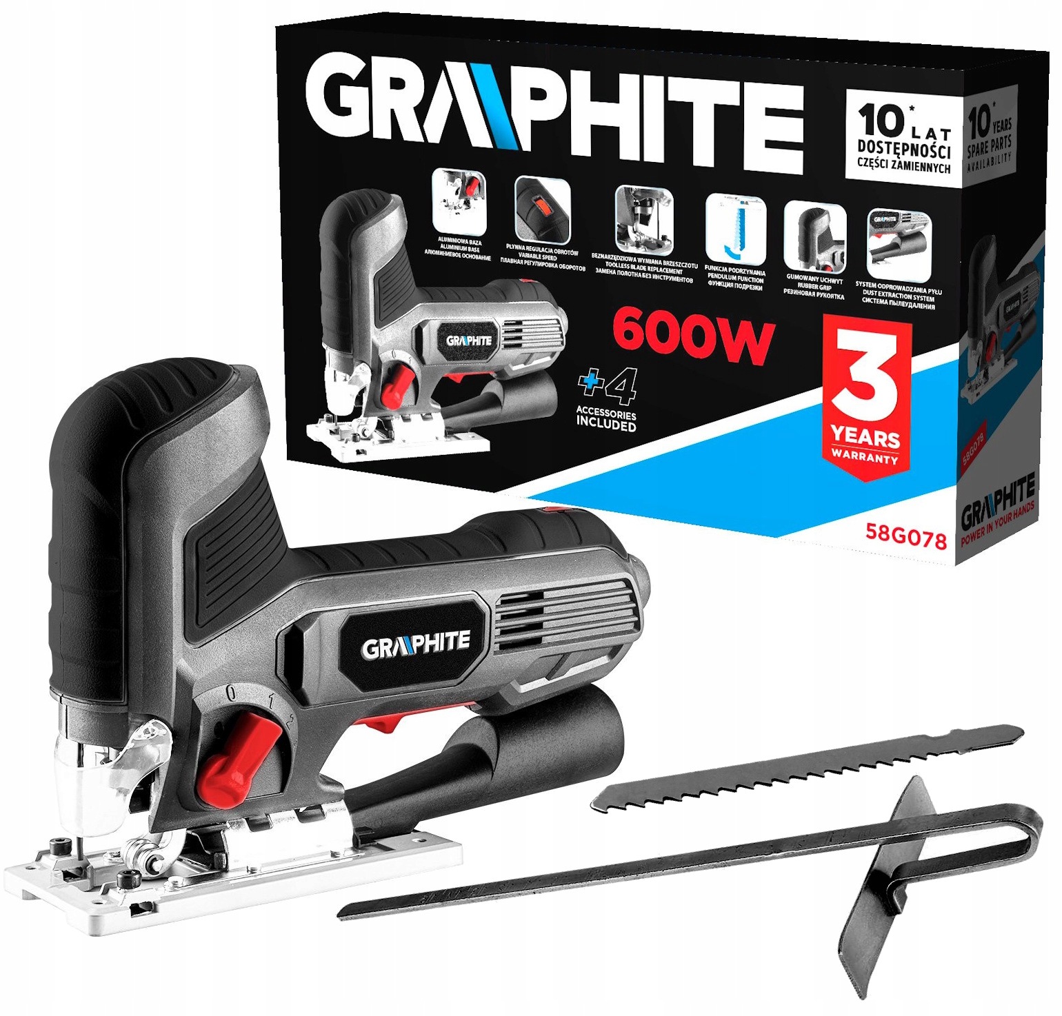 Síťová pila 600 W s úchytem za tělo Graphite