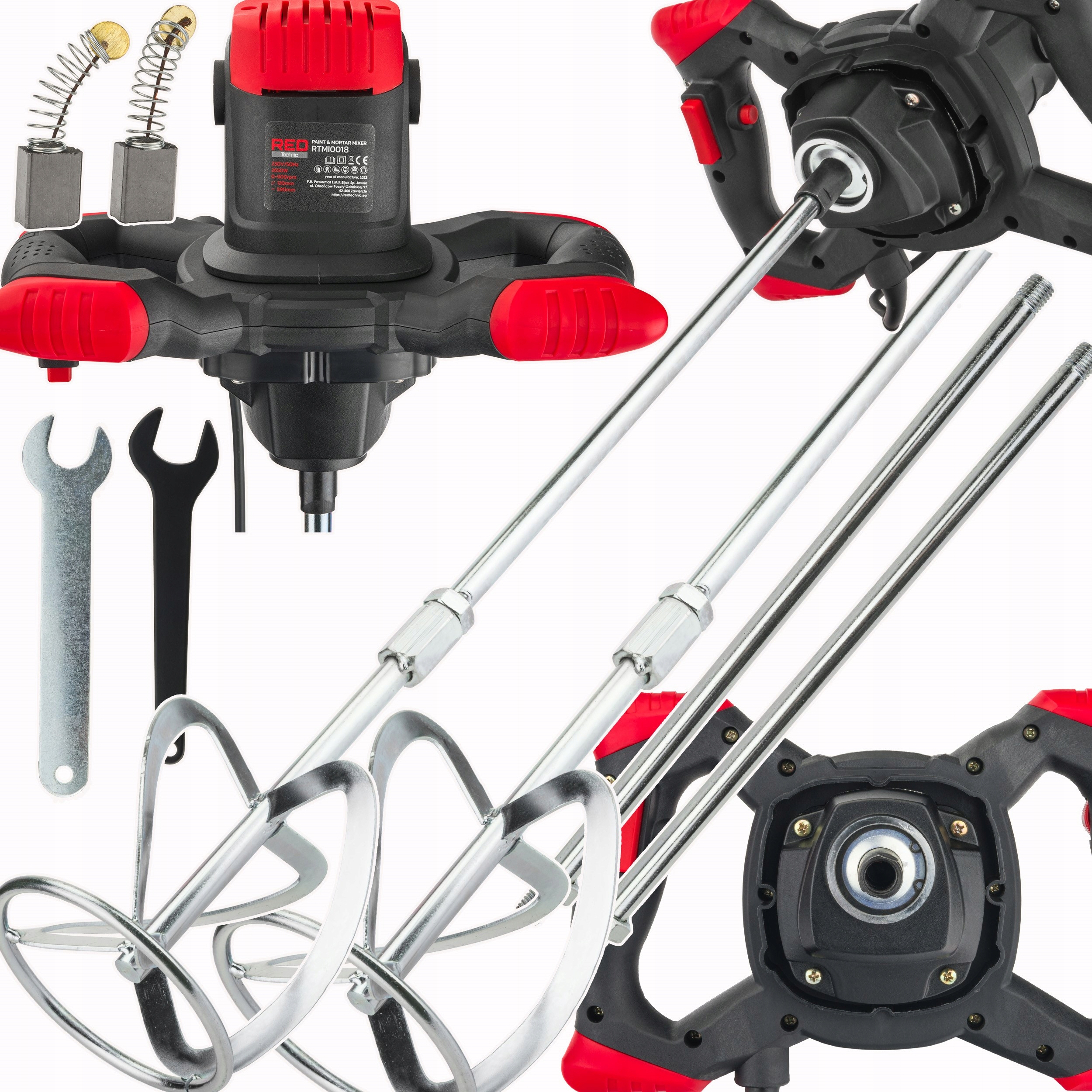 Mieszadło Elektryczne do Kleju Farb Betonu 2650W 2X Mieszalnik Przedłużka