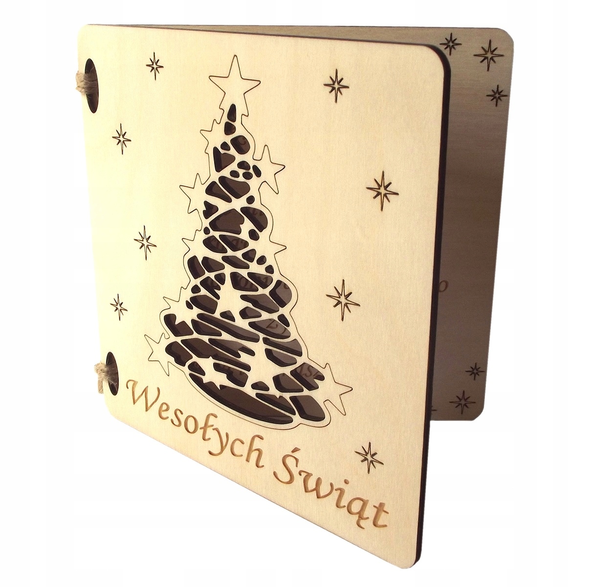 DREWNIANA KARTKA CHOINKA BOŻE NARODZENIE ŚWIĘTA