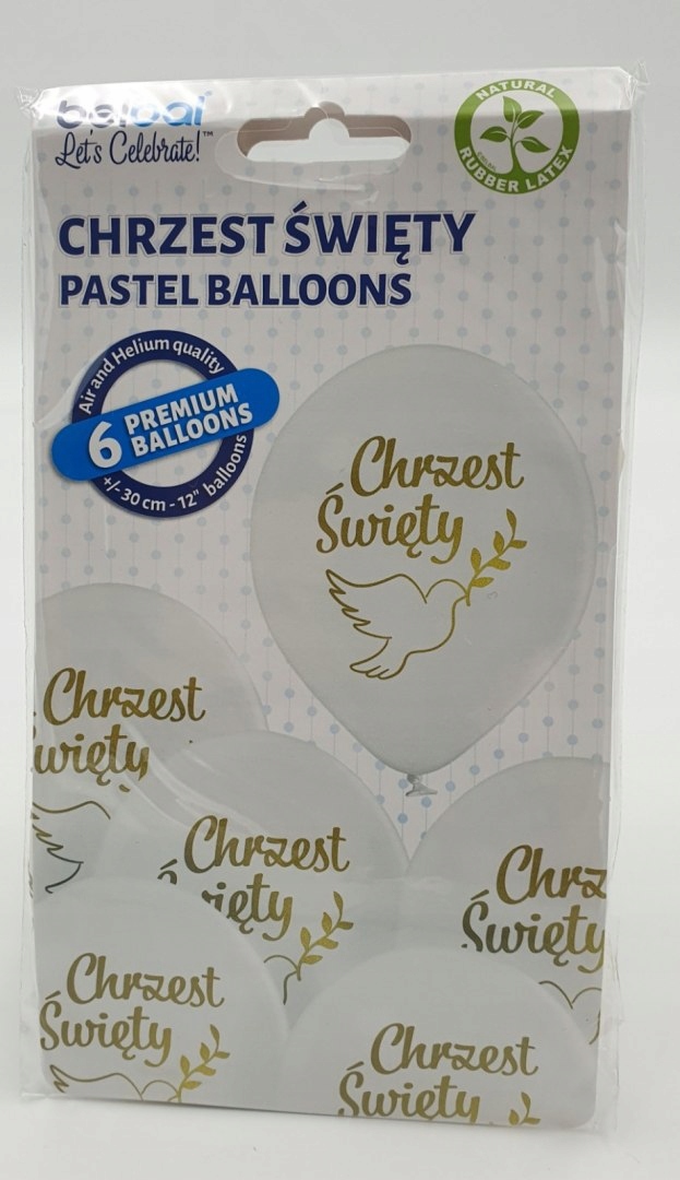 balony 30cm Chrzest Św. białe  6szt. — 3