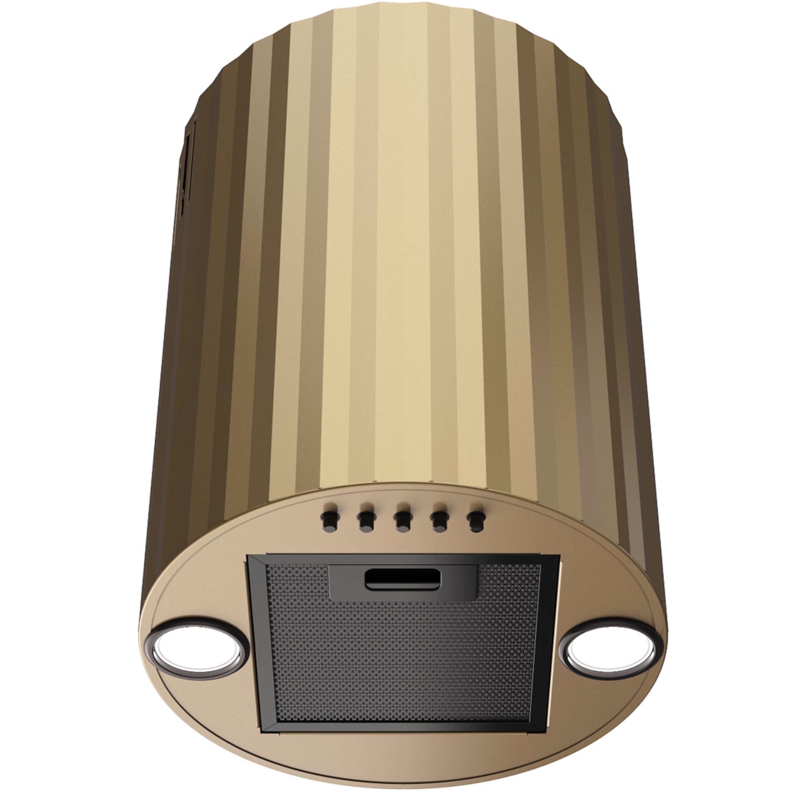 Okap kuchenny przyścienny okrągły tuba ryflowany złoty Elba Mini 3D 31 cm