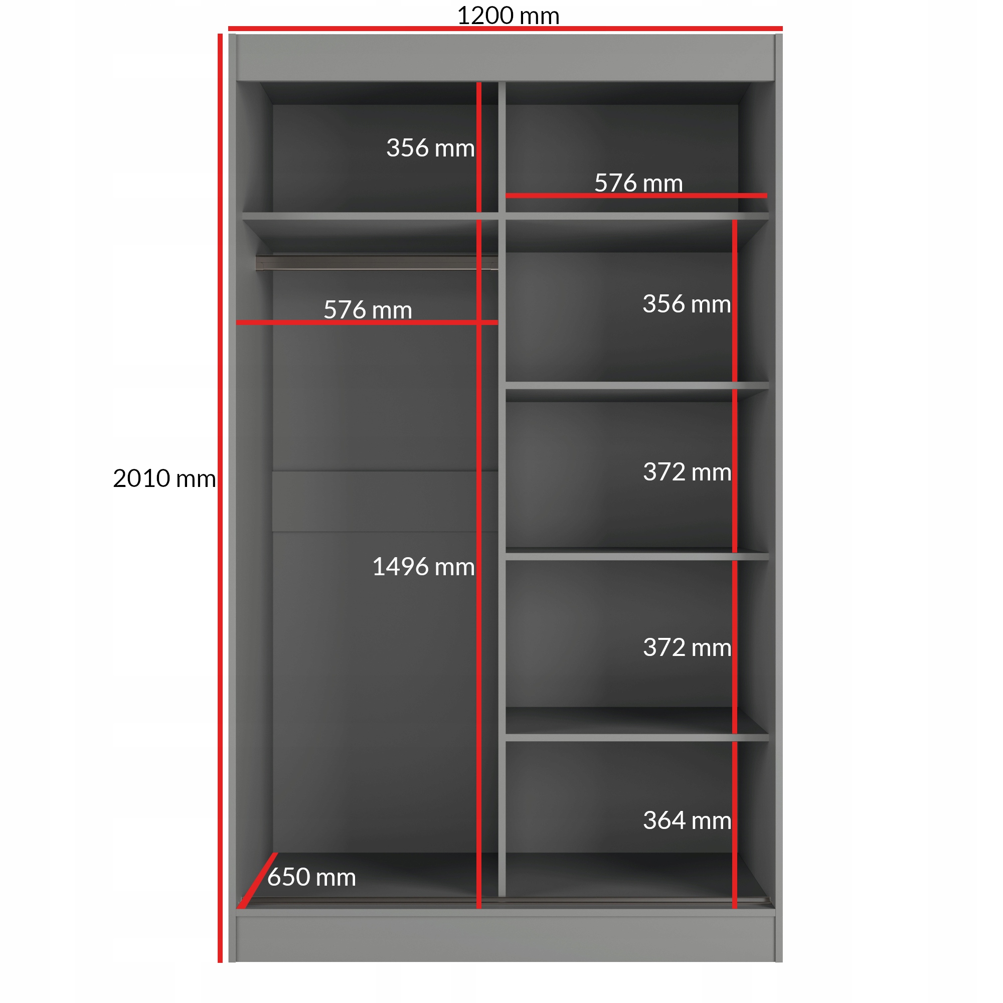 Szafa przesuwna z lustrem Como 2D2L 120 Szara
