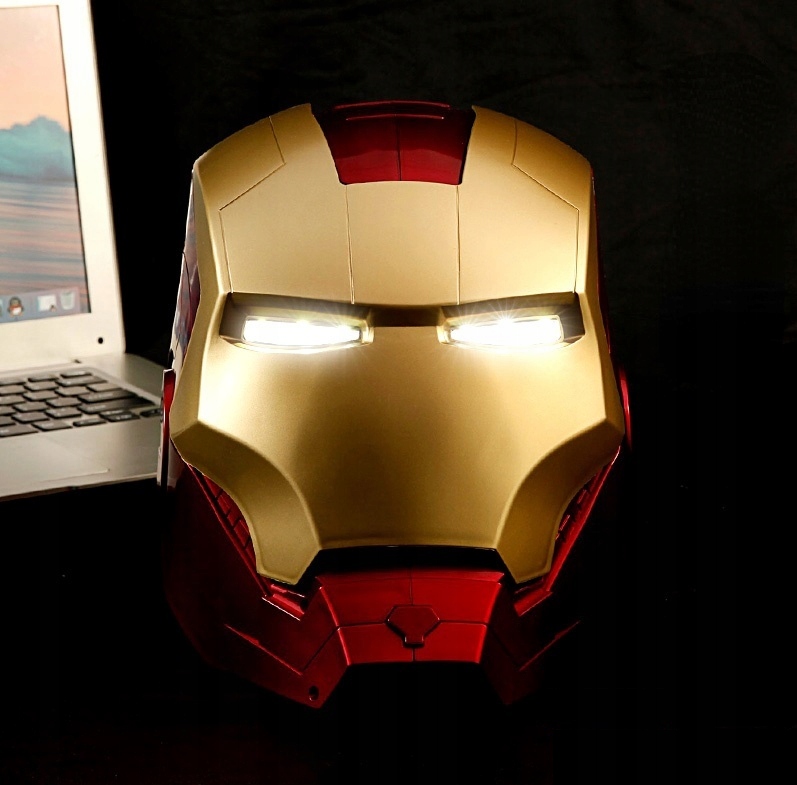 MASKA KASK IRON MAN ŚWIECĄCA OTWIERANA LED COSPLAY Szerokość pod pachami 43 cm