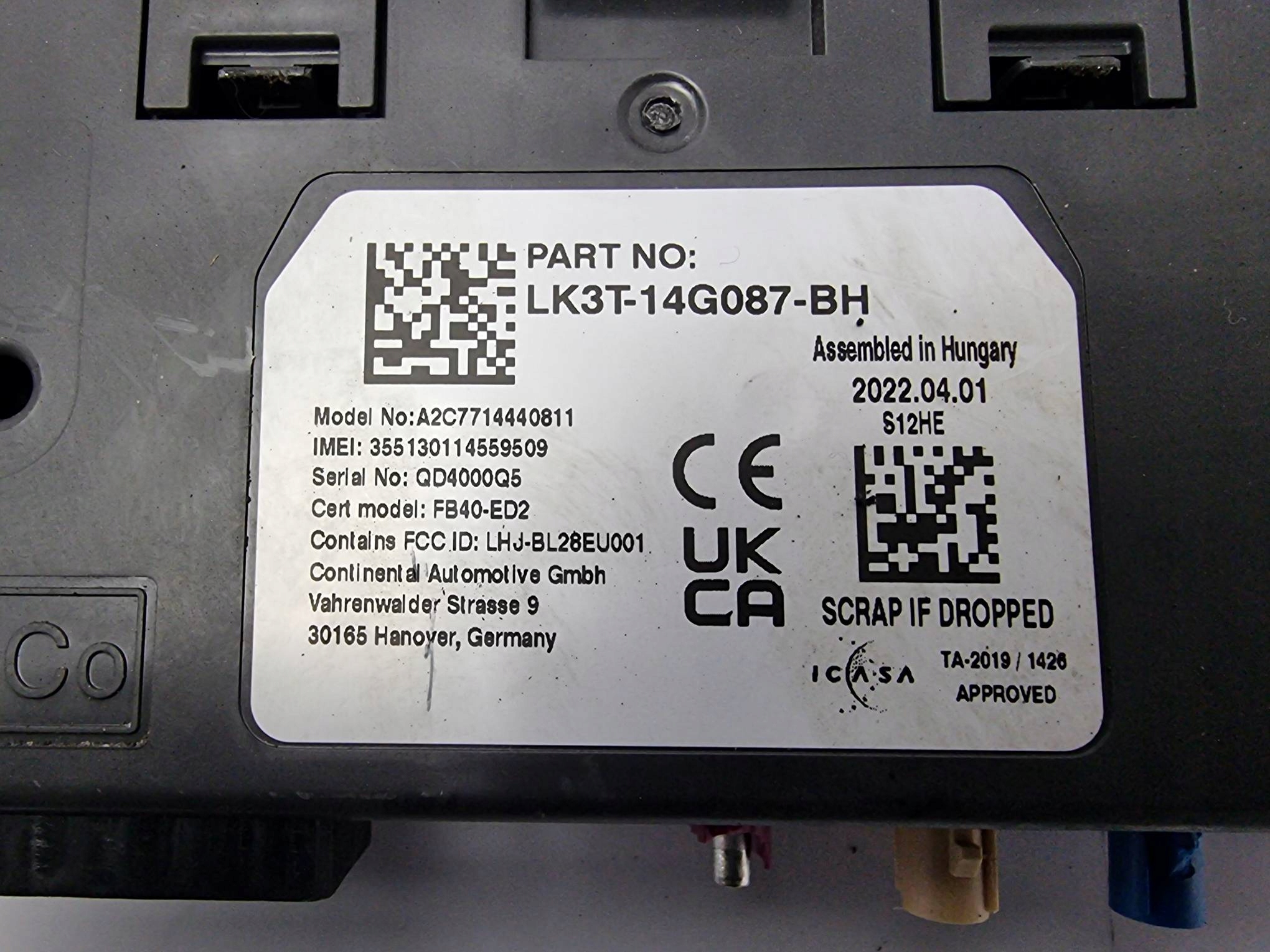 module LK3T-14G087-BH FORD TRANSIT MK8