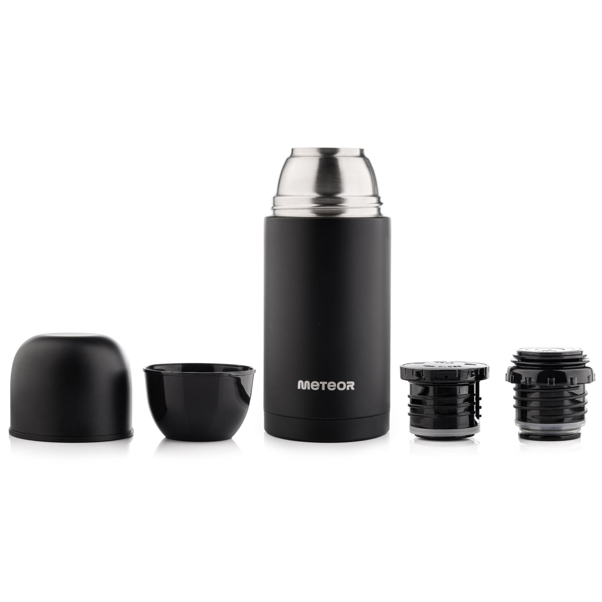 Stalowy Próżniowy Termos Turystyczny Meteor 0,75L 750ml 246 Czarny