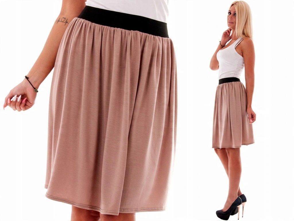 

Letnia MIDI Spódnica Na Gumie Cappuccino roz.48