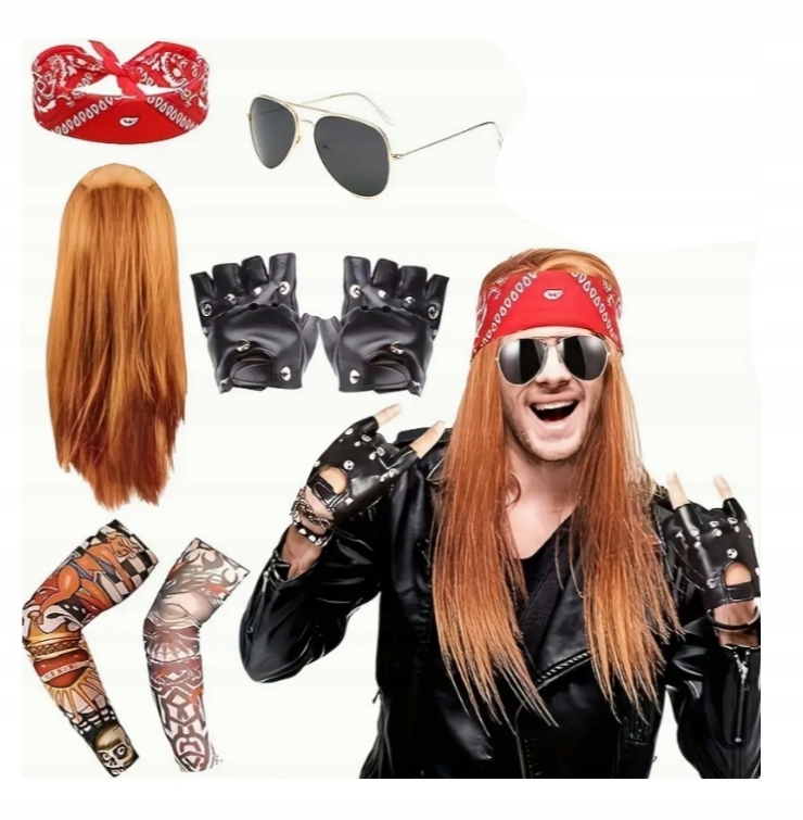 Velká sada příslušenství pro punkový, rockový kostým, léto 70,80,90 Punk