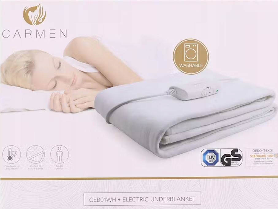 Koc Elektryczny Biały Mata rozgrzewająca 150x180