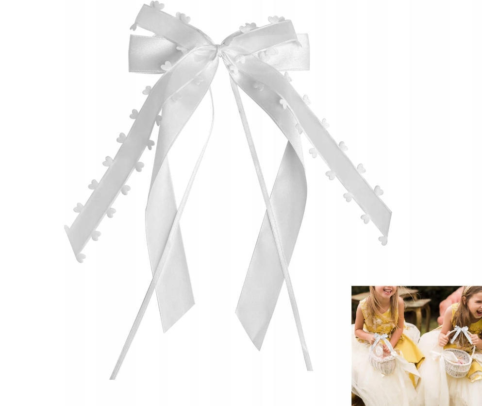 

Dekoracja Ślubna Piękne Białe Kokardki 20 Sztuk