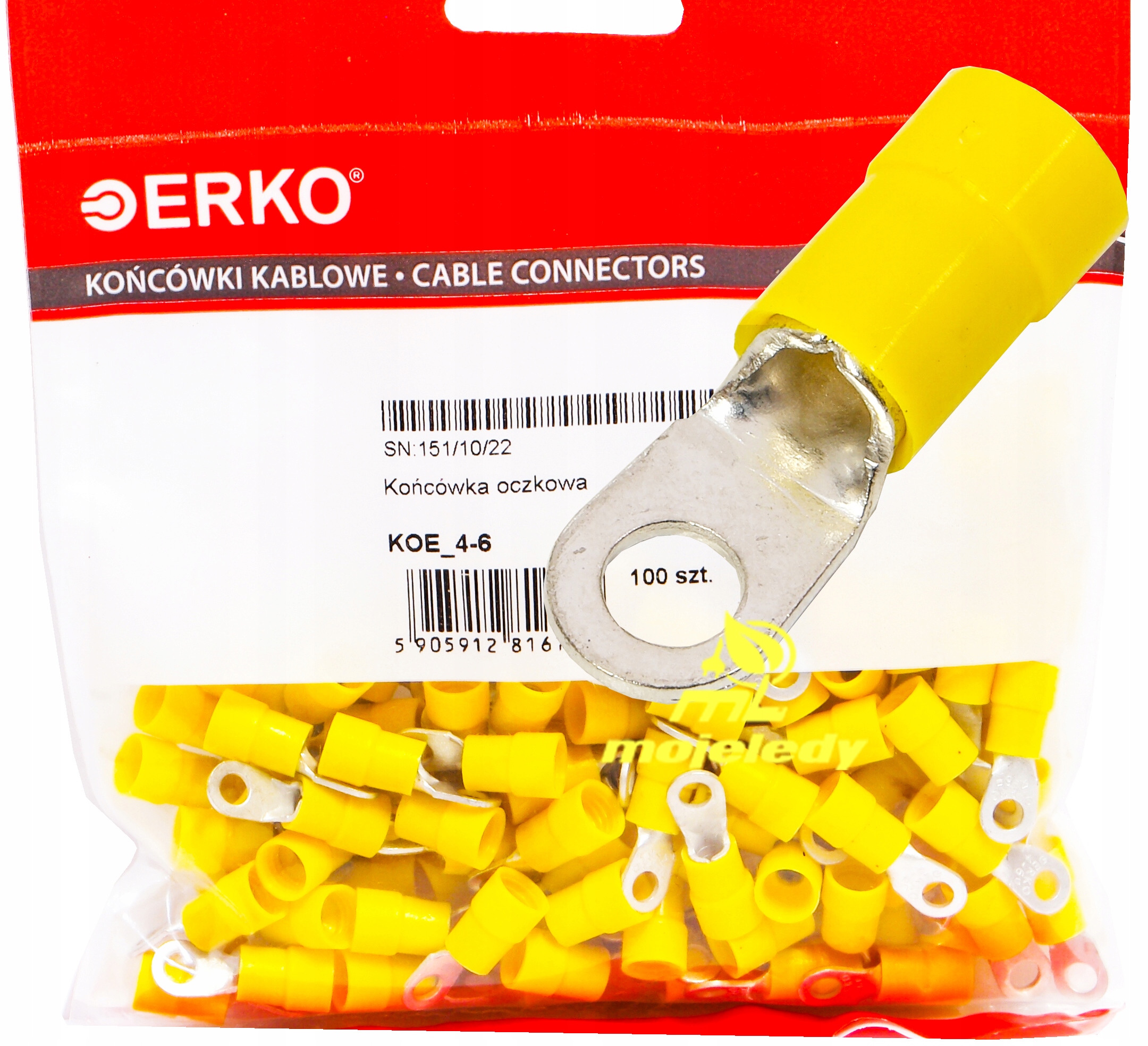 Końcówka oczkowa izolowana Koe 4 6 Erko 100szt 6mm M4