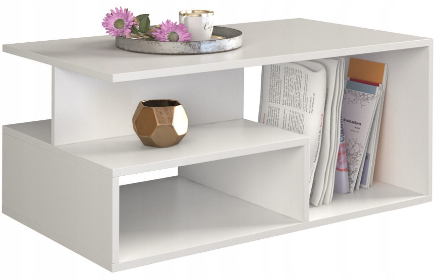 STOLIK KAWOWY STÓŁ ŁAWA 90CM BIEL DO SALONU MODERN