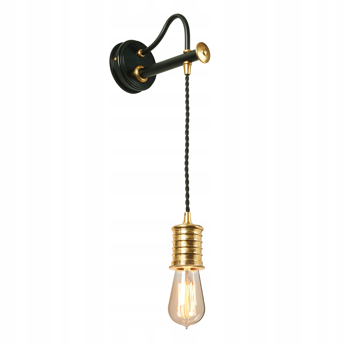 Závesné retro nástenné svietidlo vintage čierne mosadzné do spálne Elstead